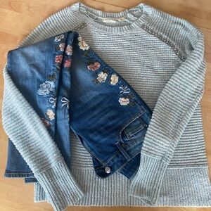 Sleeping On Snow Blue Knit Sweater with Jewels